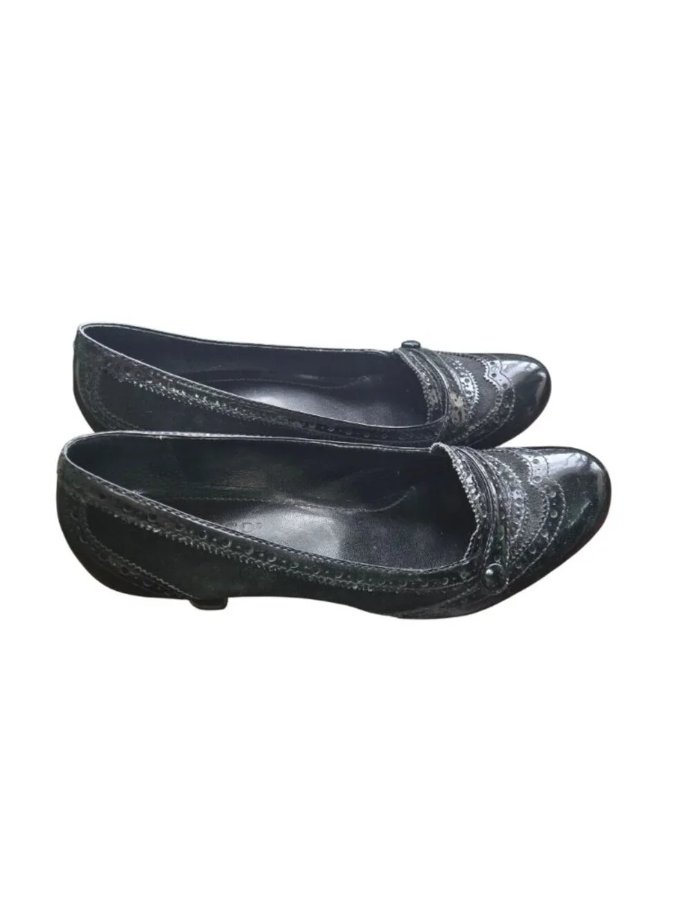 Franco Sarto Evita Black Patent Suede Kitten Heels Size 8.5M